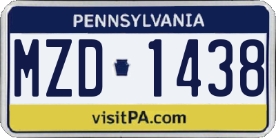PA license plate MZD1438