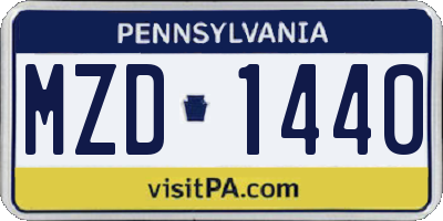 PA license plate MZD1440