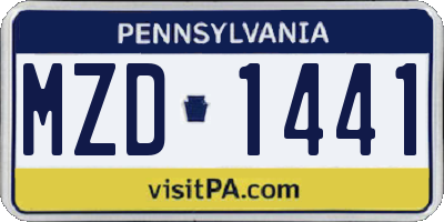 PA license plate MZD1441