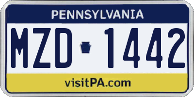 PA license plate MZD1442
