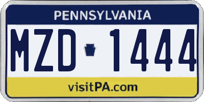 PA license plate MZD1444