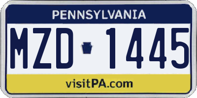 PA license plate MZD1445