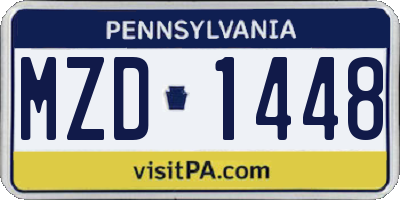 PA license plate MZD1448
