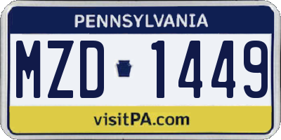 PA license plate MZD1449