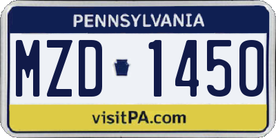 PA license plate MZD1450