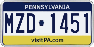 PA license plate MZD1451