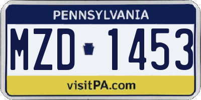 PA license plate MZD1453
