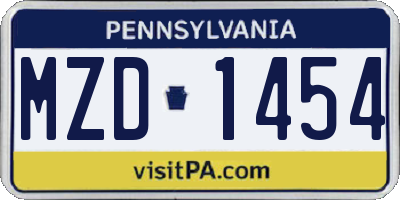 PA license plate MZD1454