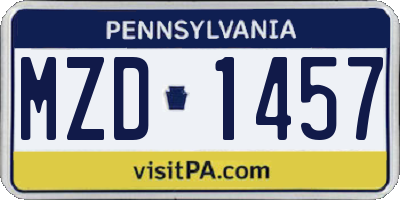 PA license plate MZD1457