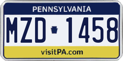 PA license plate MZD1458