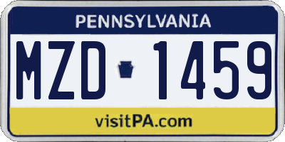 PA license plate MZD1459