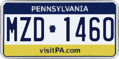 PA license plate MZD1460