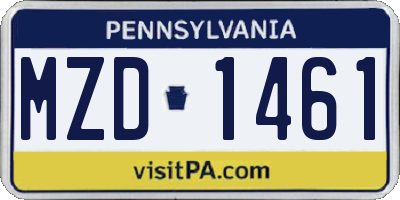 PA license plate MZD1461