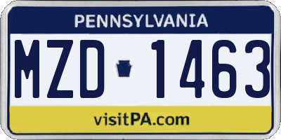 PA license plate MZD1463
