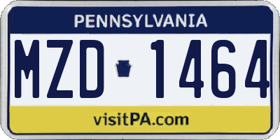 PA license plate MZD1464