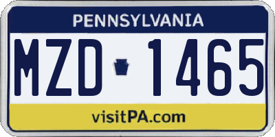 PA license plate MZD1465