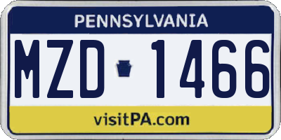 PA license plate MZD1466