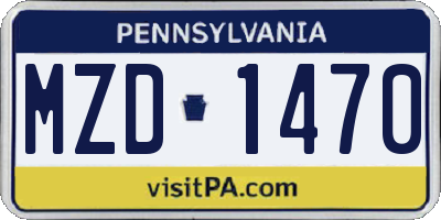 PA license plate MZD1470