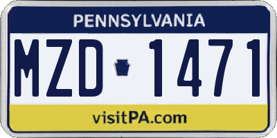 PA license plate MZD1471