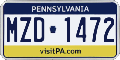PA license plate MZD1472