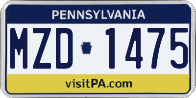 PA license plate MZD1475