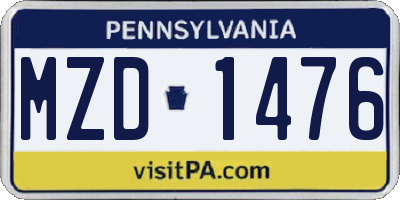 PA license plate MZD1476