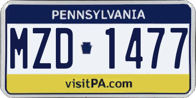 PA license plate MZD1477