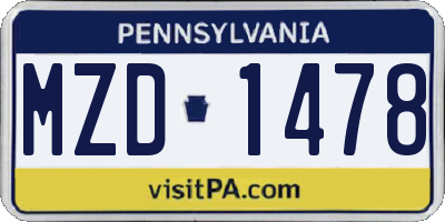 PA license plate MZD1478