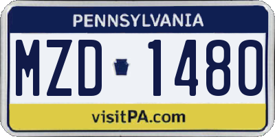 PA license plate MZD1480