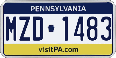 PA license plate MZD1483