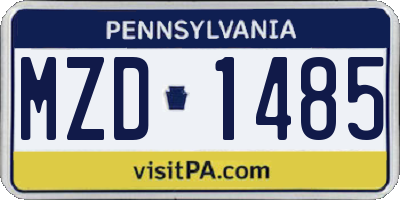 PA license plate MZD1485