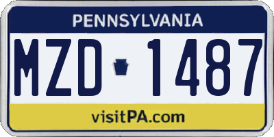 PA license plate MZD1487