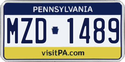 PA license plate MZD1489