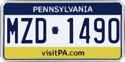 PA license plate MZD1490