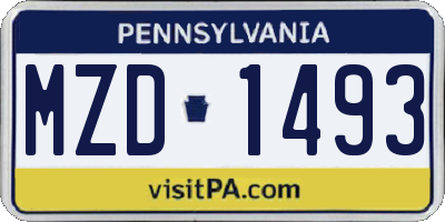 PA license plate MZD1493