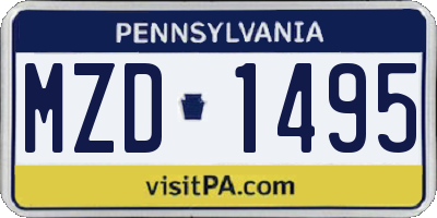 PA license plate MZD1495