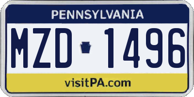 PA license plate MZD1496