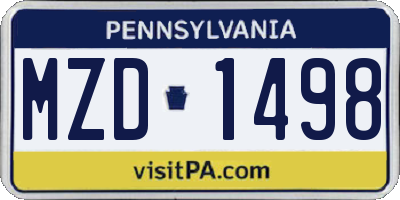 PA license plate MZD1498