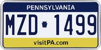PA license plate MZD1499