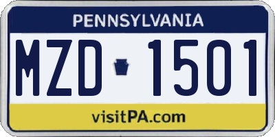 PA license plate MZD1501