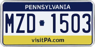 PA license plate MZD1503