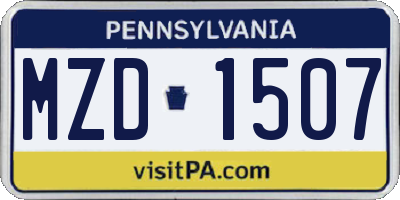 PA license plate MZD1507