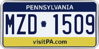 PA license plate MZD1509