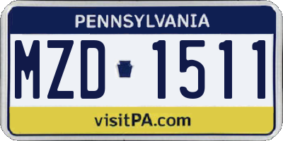 PA license plate MZD1511