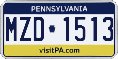 PA license plate MZD1513