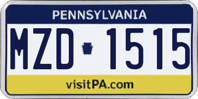 PA license plate MZD1515