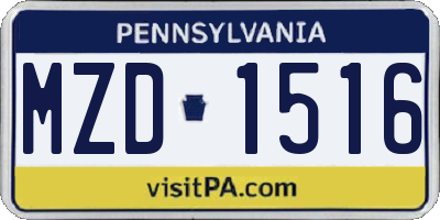 PA license plate MZD1516