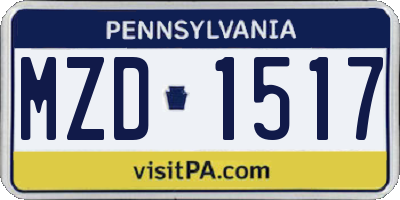 PA license plate MZD1517