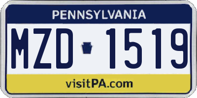 PA license plate MZD1519