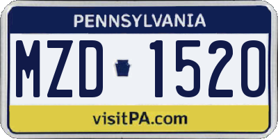 PA license plate MZD1520